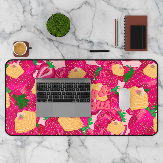 Strawberry Heart Waffles | Desk Mat