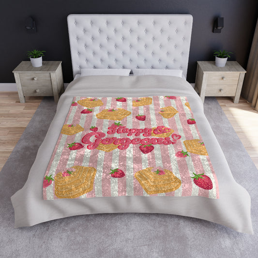 Strawberries & Waffles | Crushed Velvet Throw Blanket