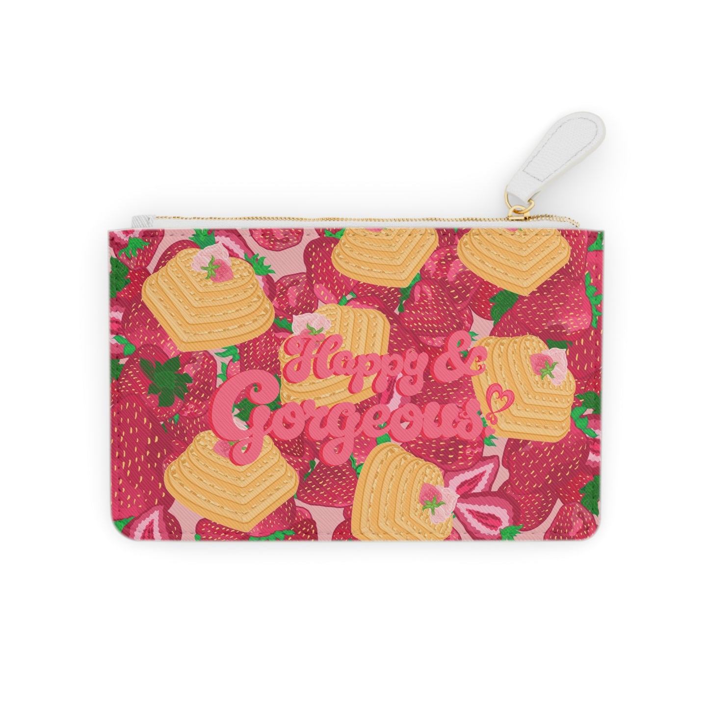 Strawberry Heart Waffles | Mini Clutch Wallet