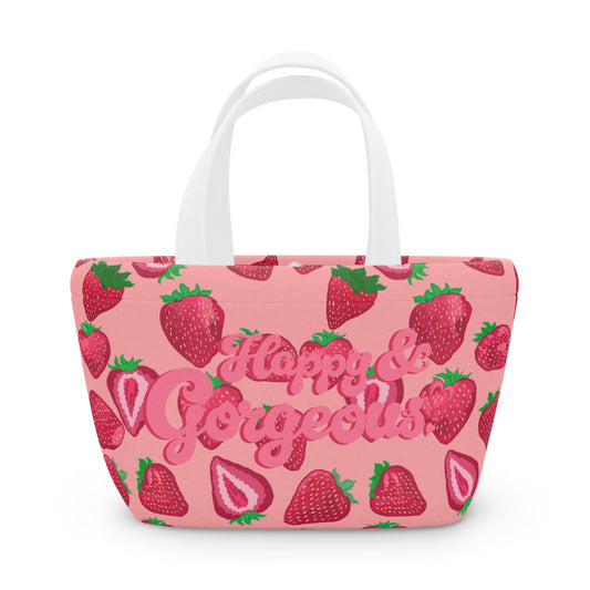Pink Strawberry Delight | Lunch Tote Bag