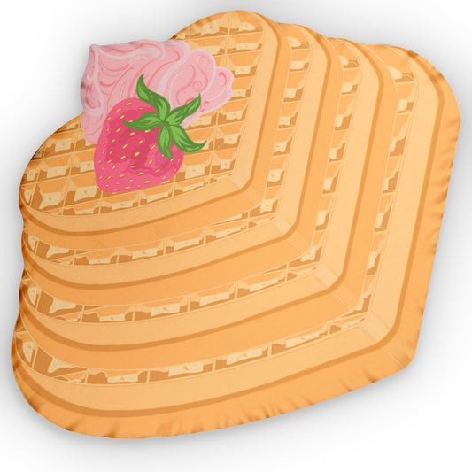 Strawberry Heart Waffles | Decor Pillow