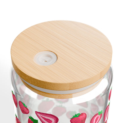 Strawberry Delight | 16oz, Glass Tumbler & Straw