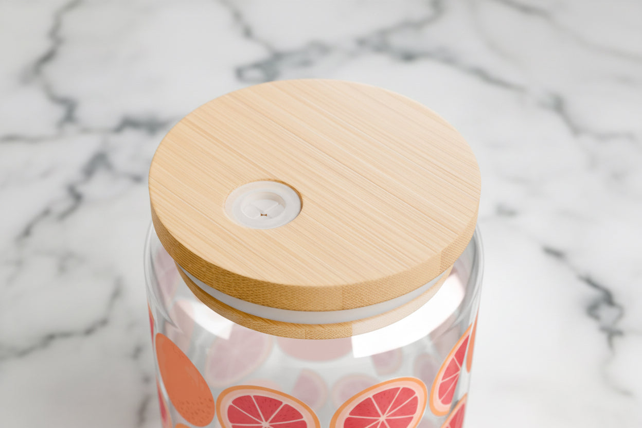 Pink Grateful Grapefruits | 16oz, Glass Tumbler & Straw