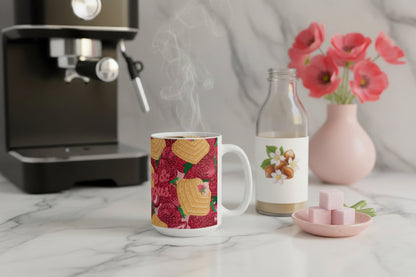 Strawberry Heart Waffles | 15oz, Ceramic Mug