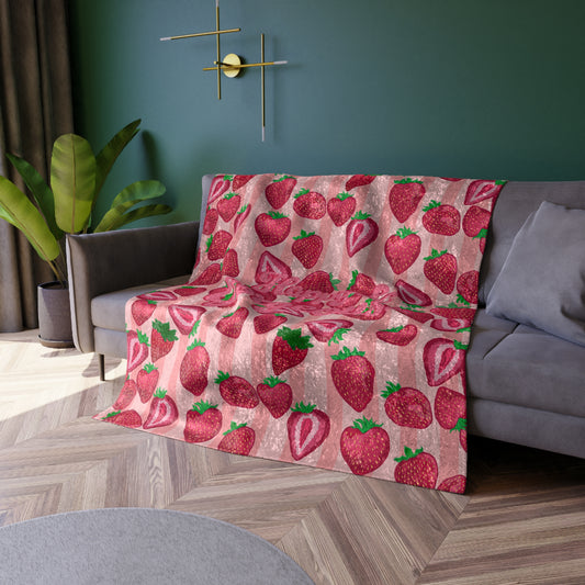 Strawberry Bliss | Crushed Velvet Throw Blanket