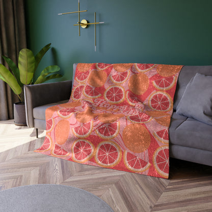 Pink Grateful Grapefruits | Crushed Velvet Blanket Throw