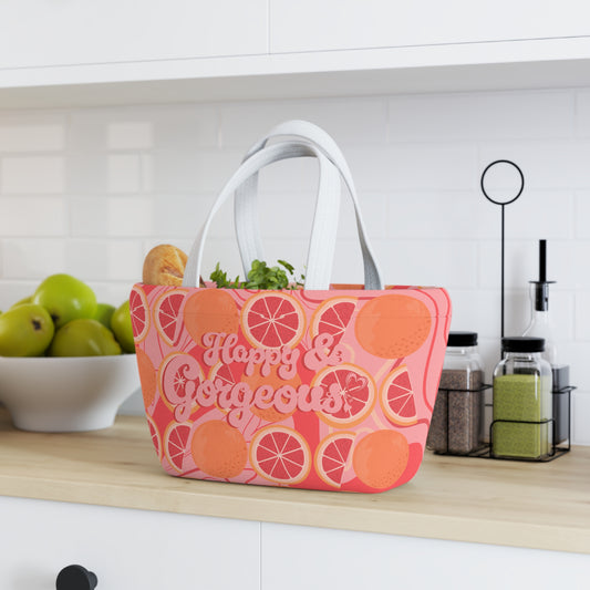 Pink Grateful Grapefruits | Lunch Tote Bag