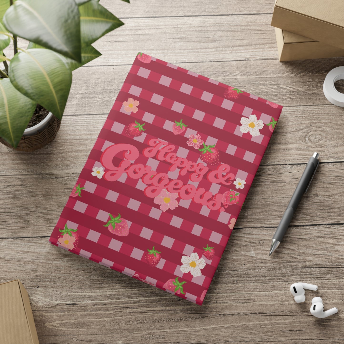 Strawberry Gingham | Hardcover Journal