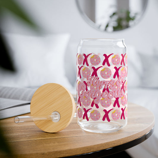 XOXO Donut Hugs & Kisses | 16oz, Glass Tumbler & Straw
