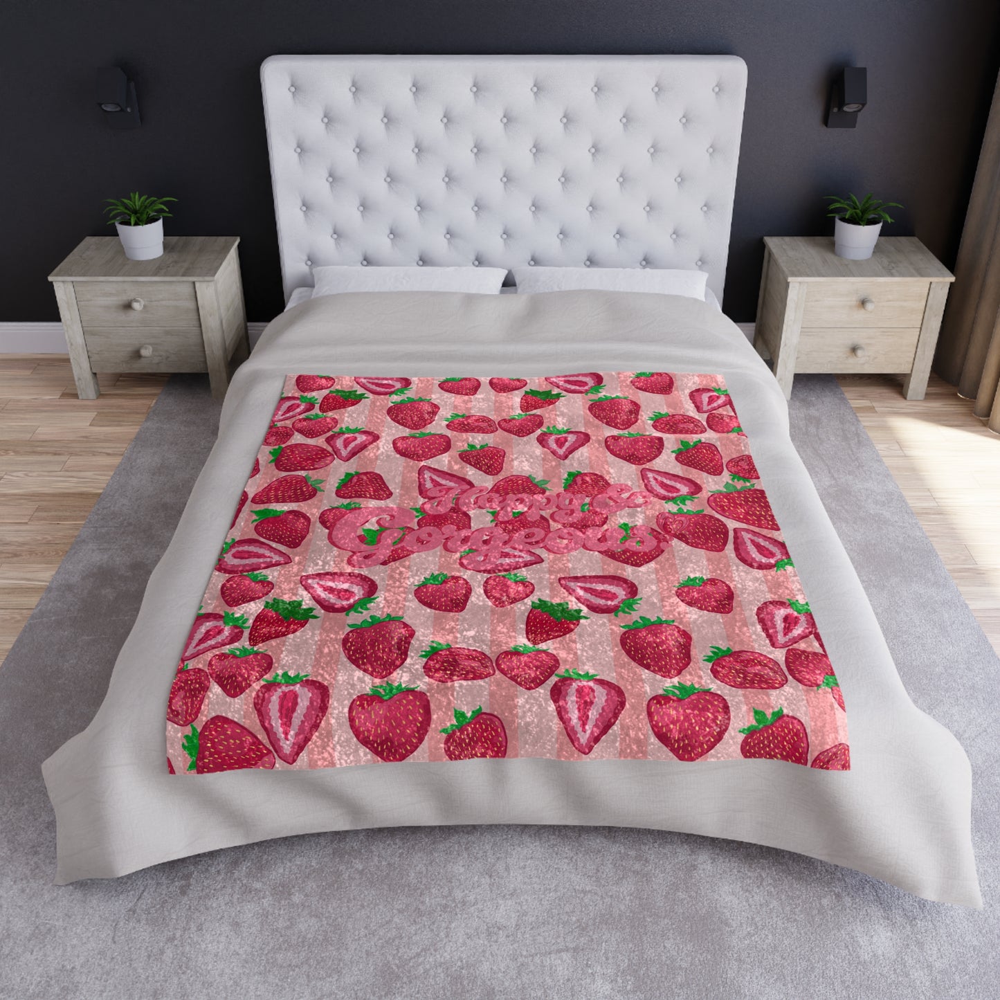 Strawberry Bliss | Crushed Velvet Throw Blanket