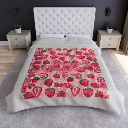 Strawberry Bliss | Crushed Velvet Throw Blanket