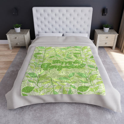 Leafy Green Tea Vibes | Crushed Velvet Throw blanket