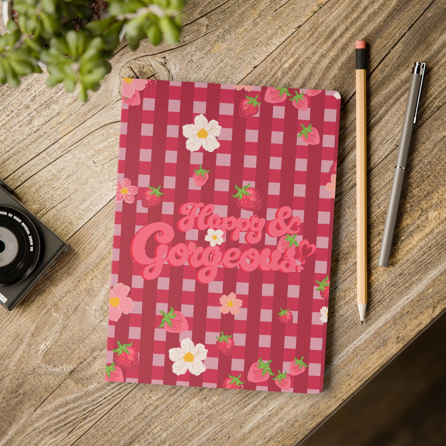 Strawberry Gingham | Softcover Journal