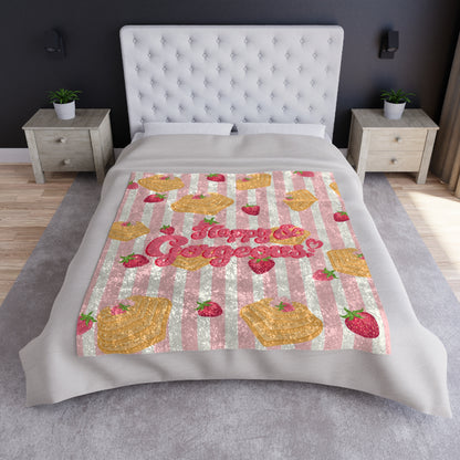 Strawberries & Waffles | Crushed Velvet Throw Blanket