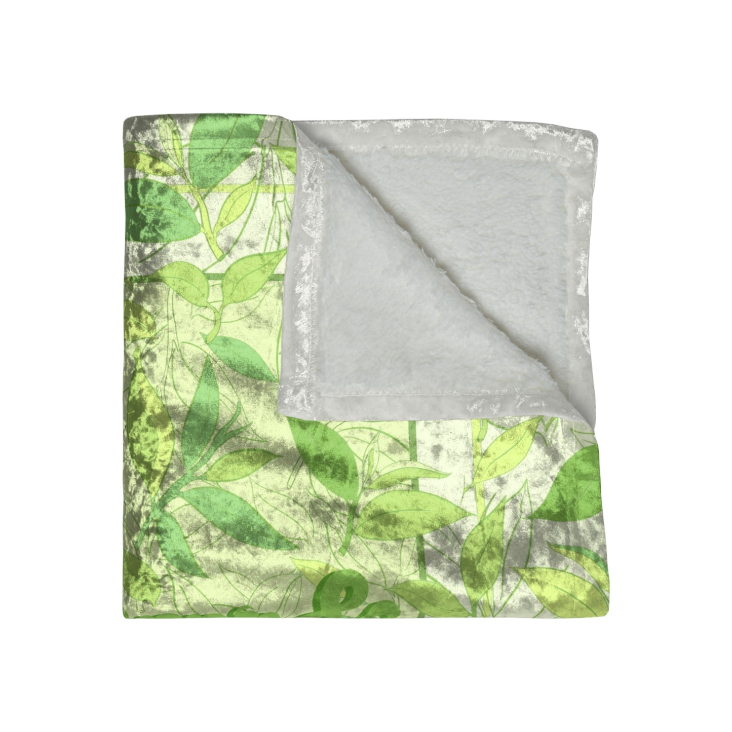 Leafy Green Tea Vibes | Crushed Velvet Throw blanket