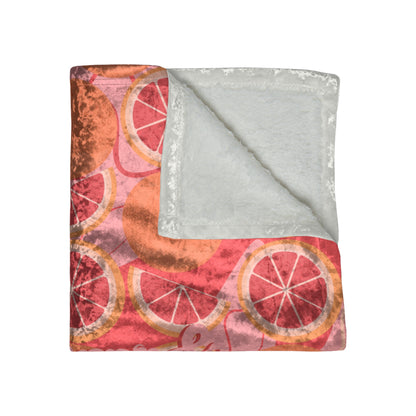 Pink Grateful Grapefruits | Crushed Velvet Blanket Throw