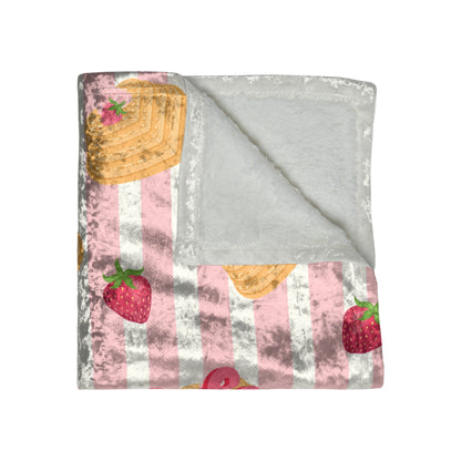 Strawberries & Waffles | Crushed Velvet Throw Blanket