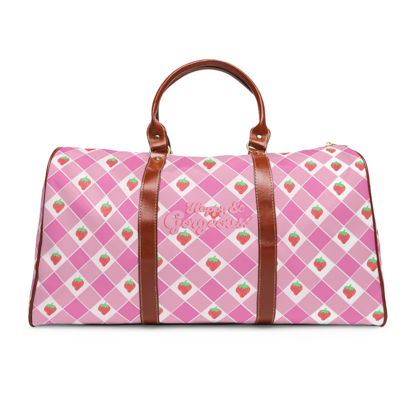 Pink Strawberry Gingham | Duffle Bag