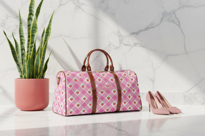 Pink Strawberry Gingham | Duffle Bag