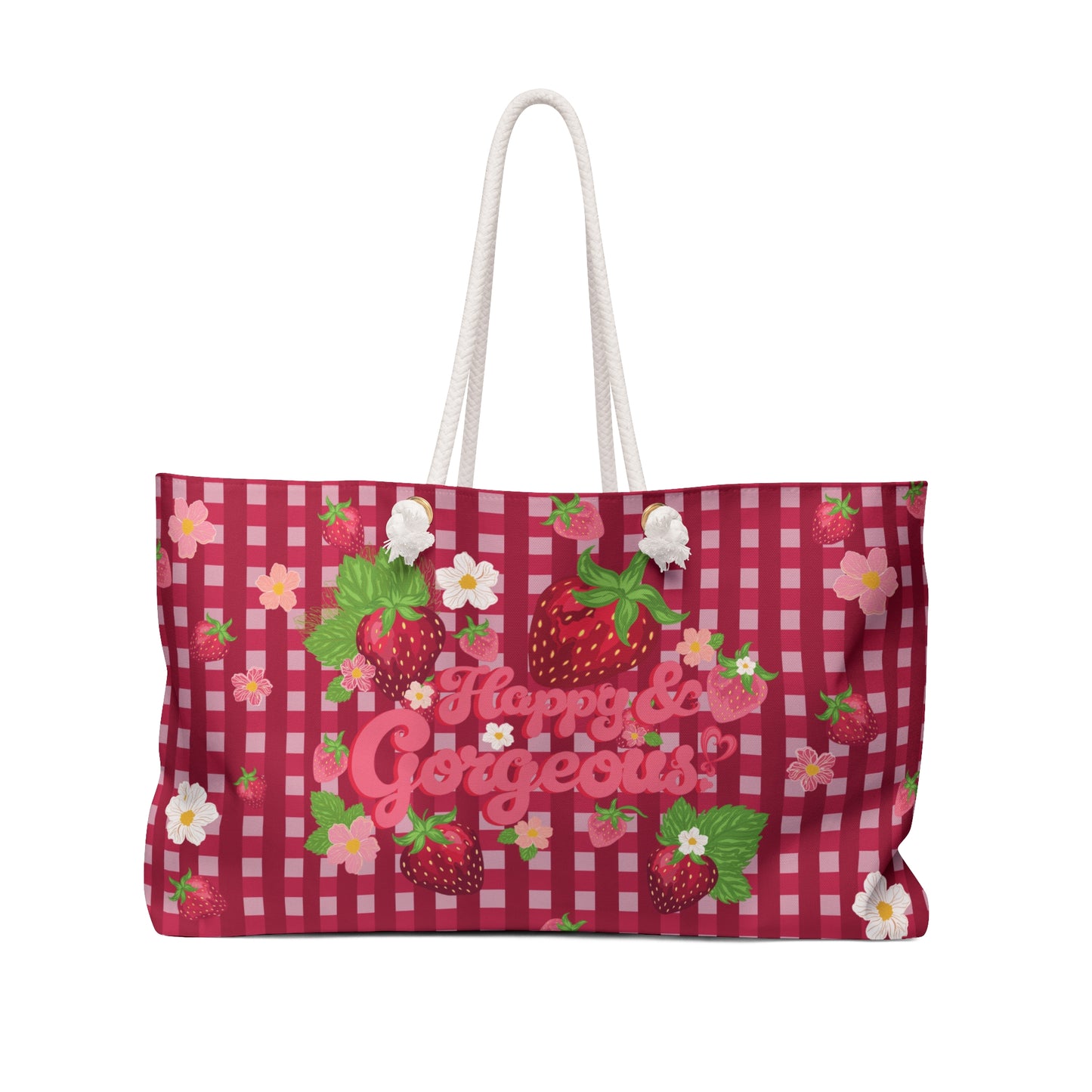 Strawberry Gingham | Weekender Bag