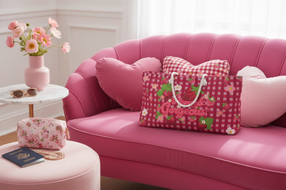Strawberry Gingham | Weekender Bag