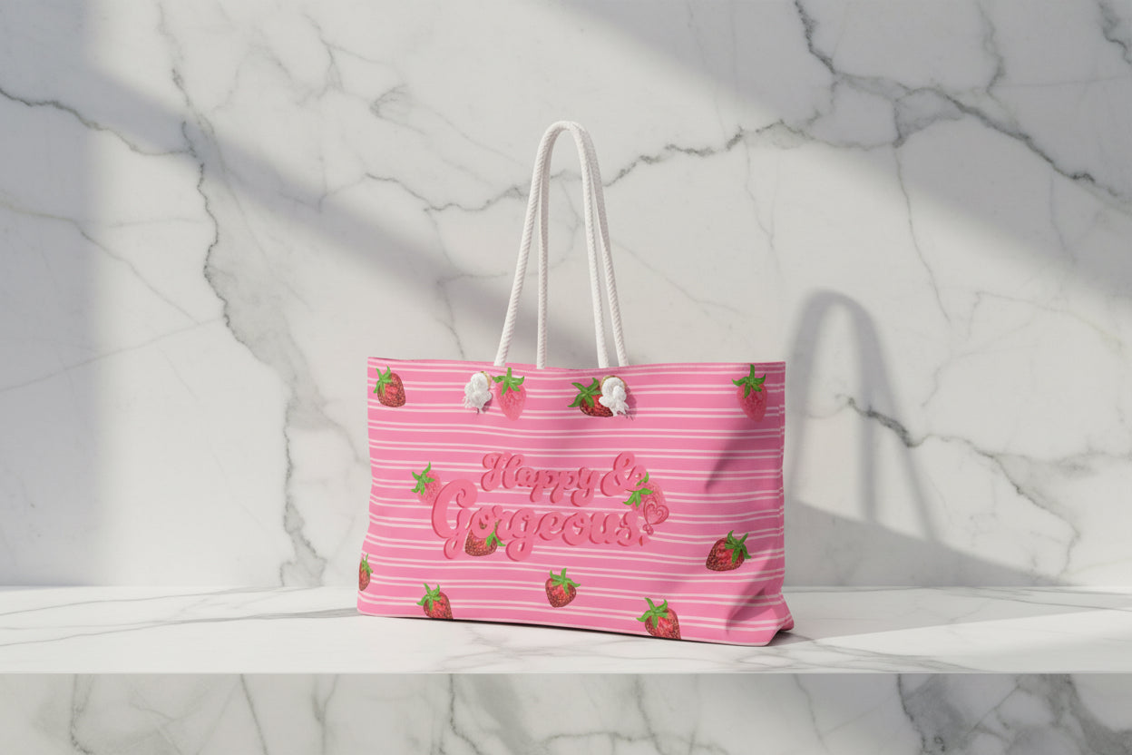 Pink Mini Strawberries | Weekender Bag