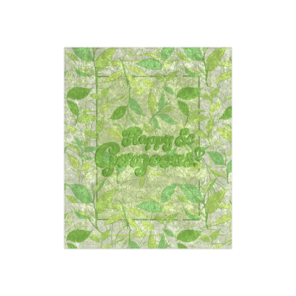 Leafy Green Tea Vibes | Crushed Velvet Throw blanket