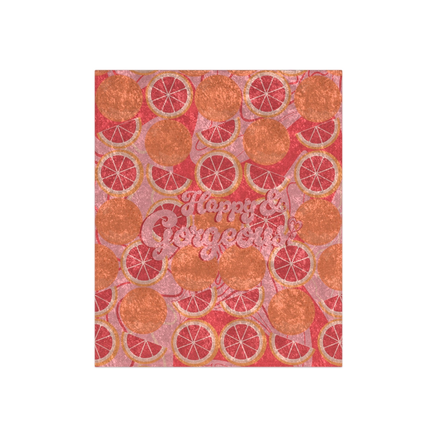 Pink Grateful Grapefruits | Crushed Velvet Blanket Throw