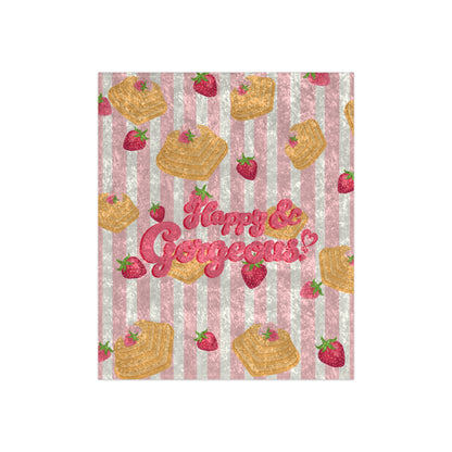 Strawberries & Waffles | Crushed Velvet Throw Blanket