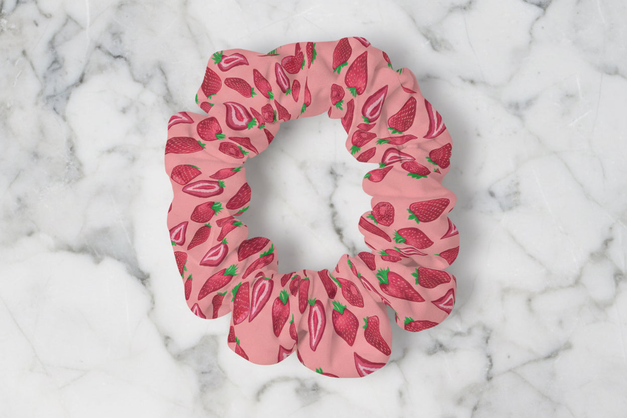 Pink Strawberry Delight | Hair Scrunchie
