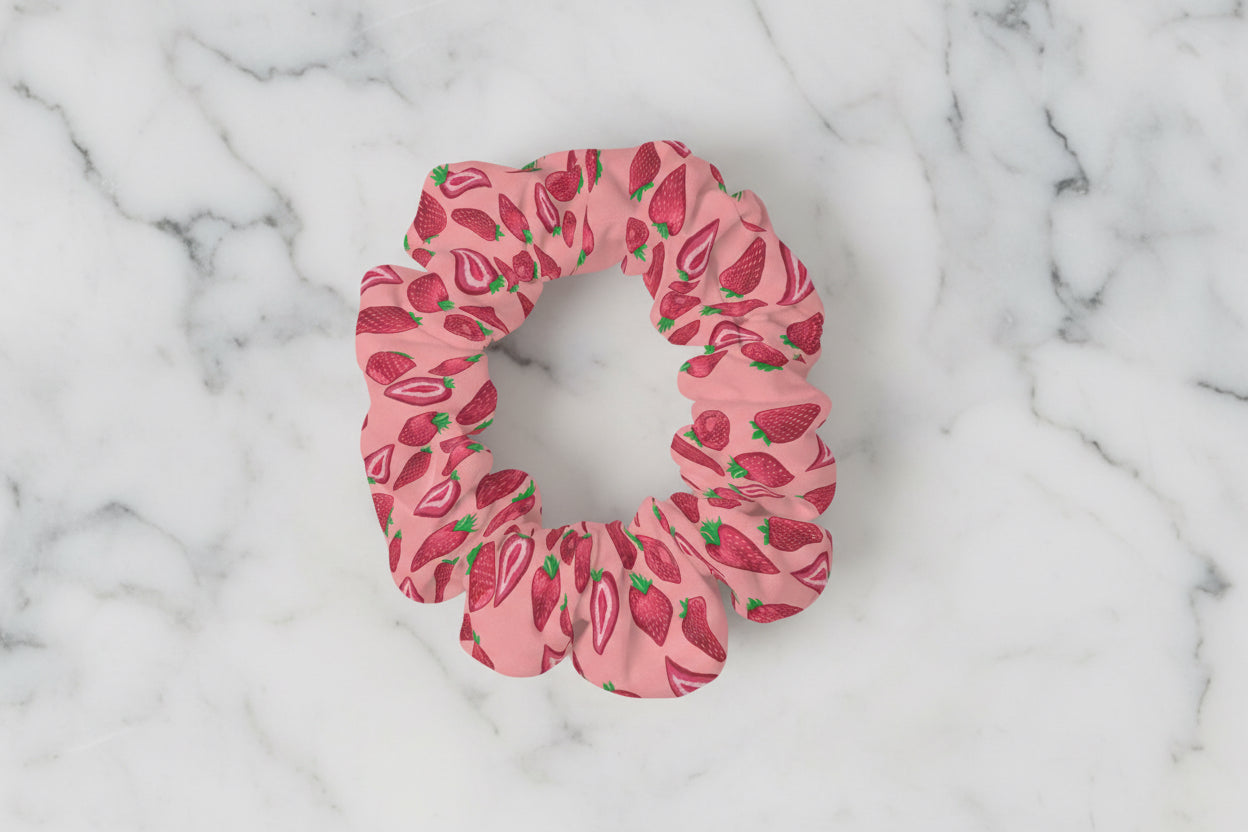 Pink Strawberry Delight | Hair Scrunchie