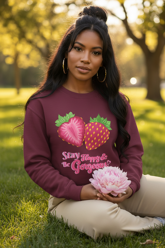 Stay Happy Strawberries | Sweatshirt