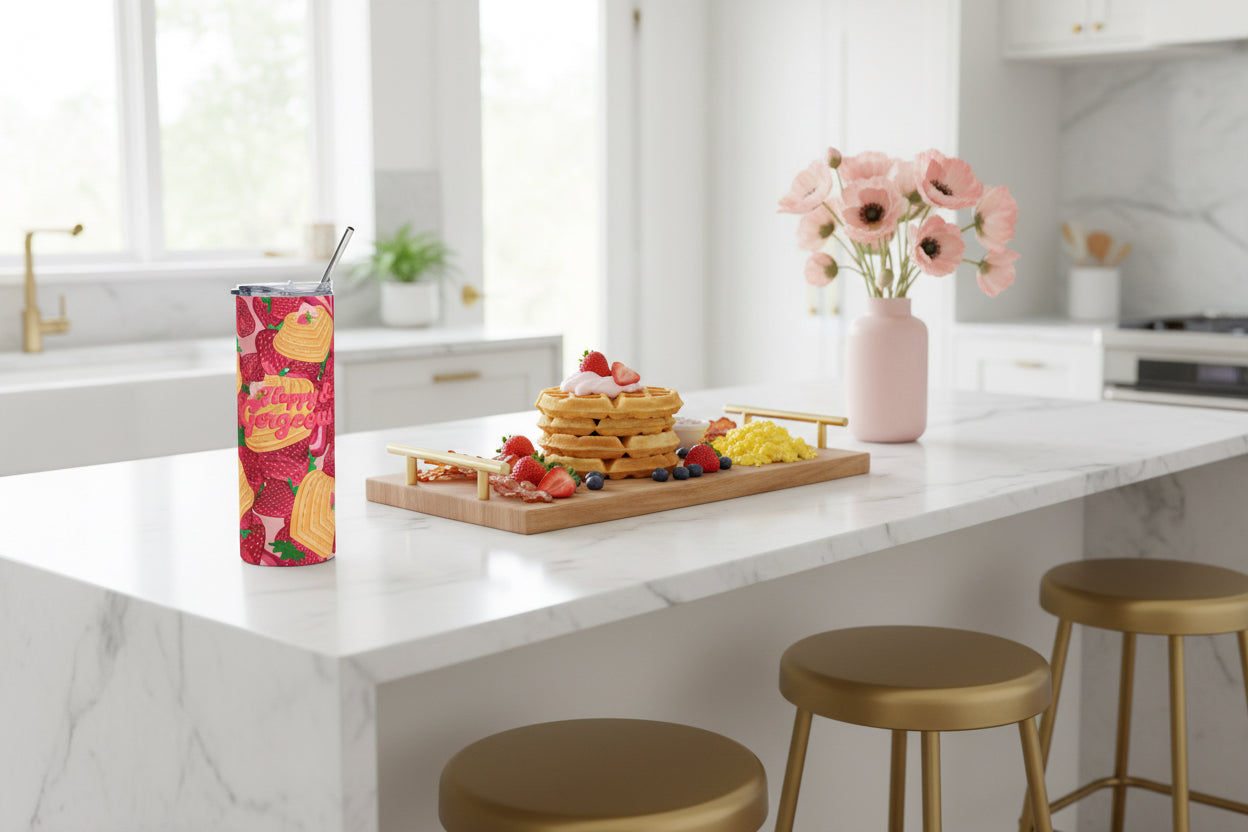 Strawberry Heart Waffles | 20oz, Stainless Steel Tumbler