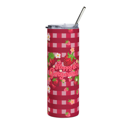 Strawberry Gingham | 20oz, Stainless Steel Tumbler