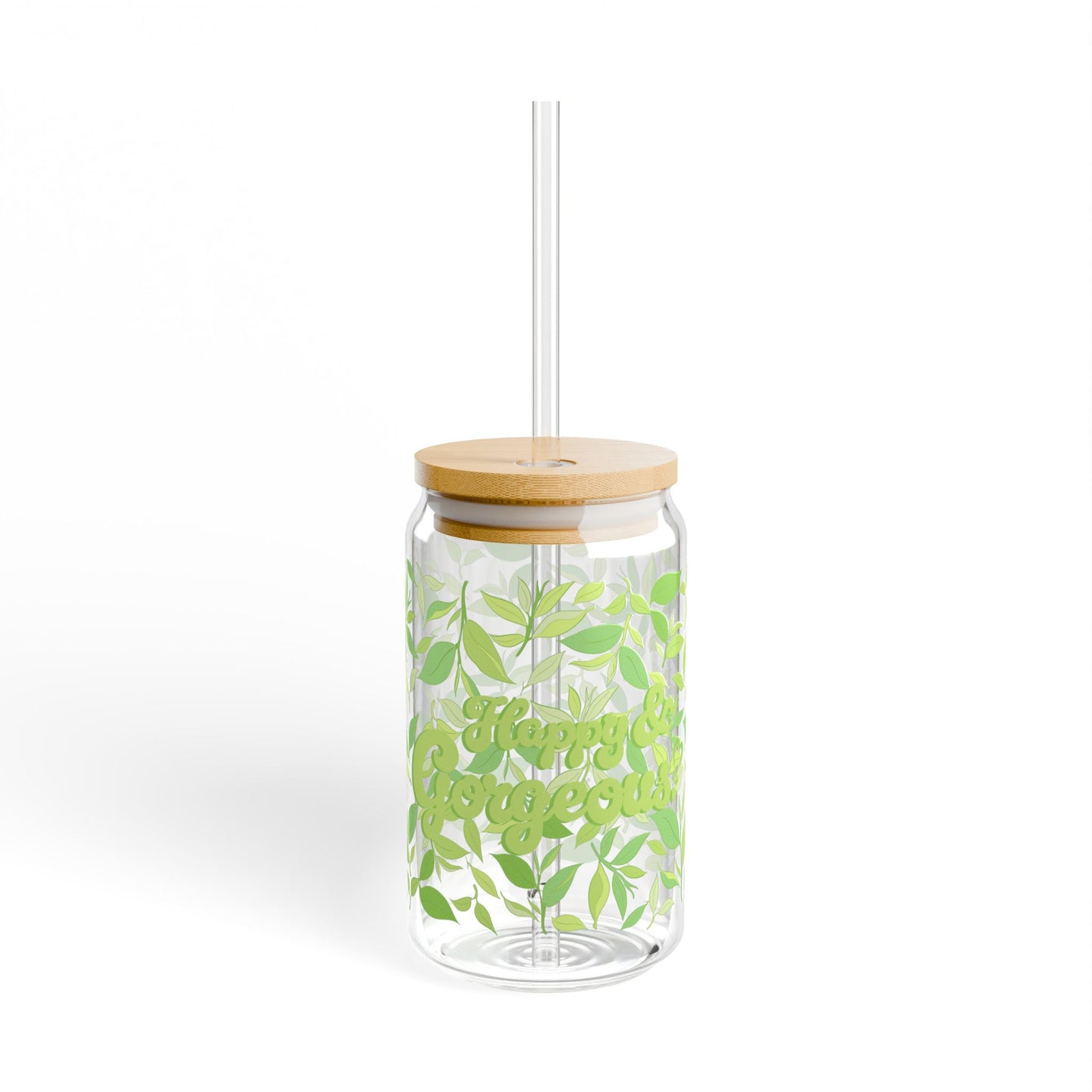 Leafy Green Tea Vibes | 16oz, Glass Tumbler & Straw
