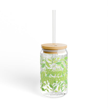 Leafy Green Tea Vibes | 16oz, Glass Tumbler & Straw