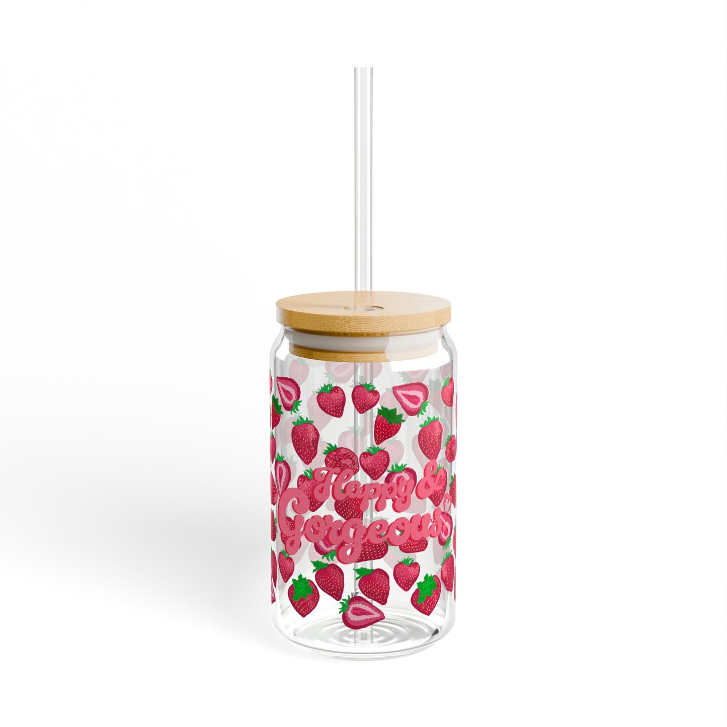 Strawberry Delight | 16oz, Glass Tumbler & Straw