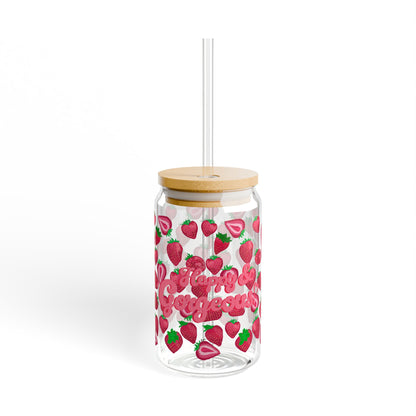 Strawberry Delight | 16oz, Glass Tumbler & Straw