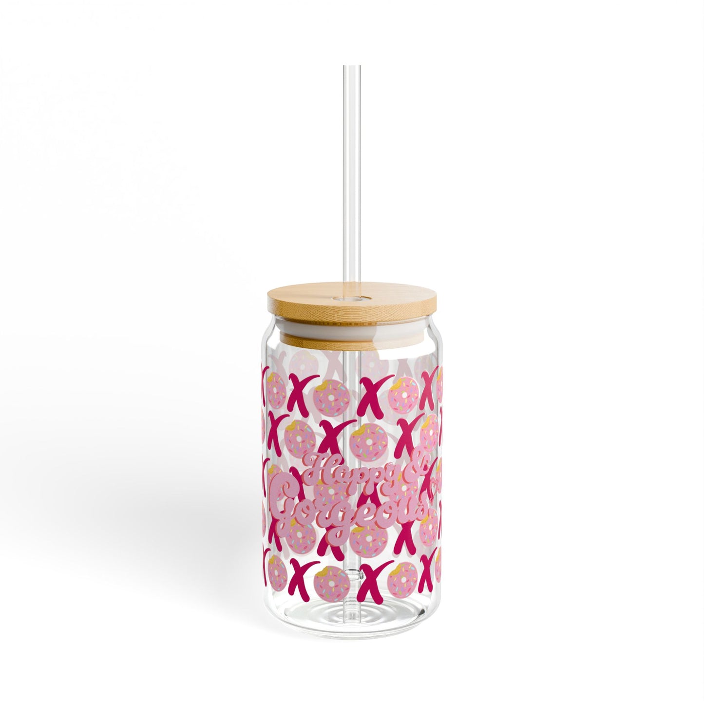 XOXO Donut Hugs & Kisses | 16oz, Glass Tumbler & Straw
