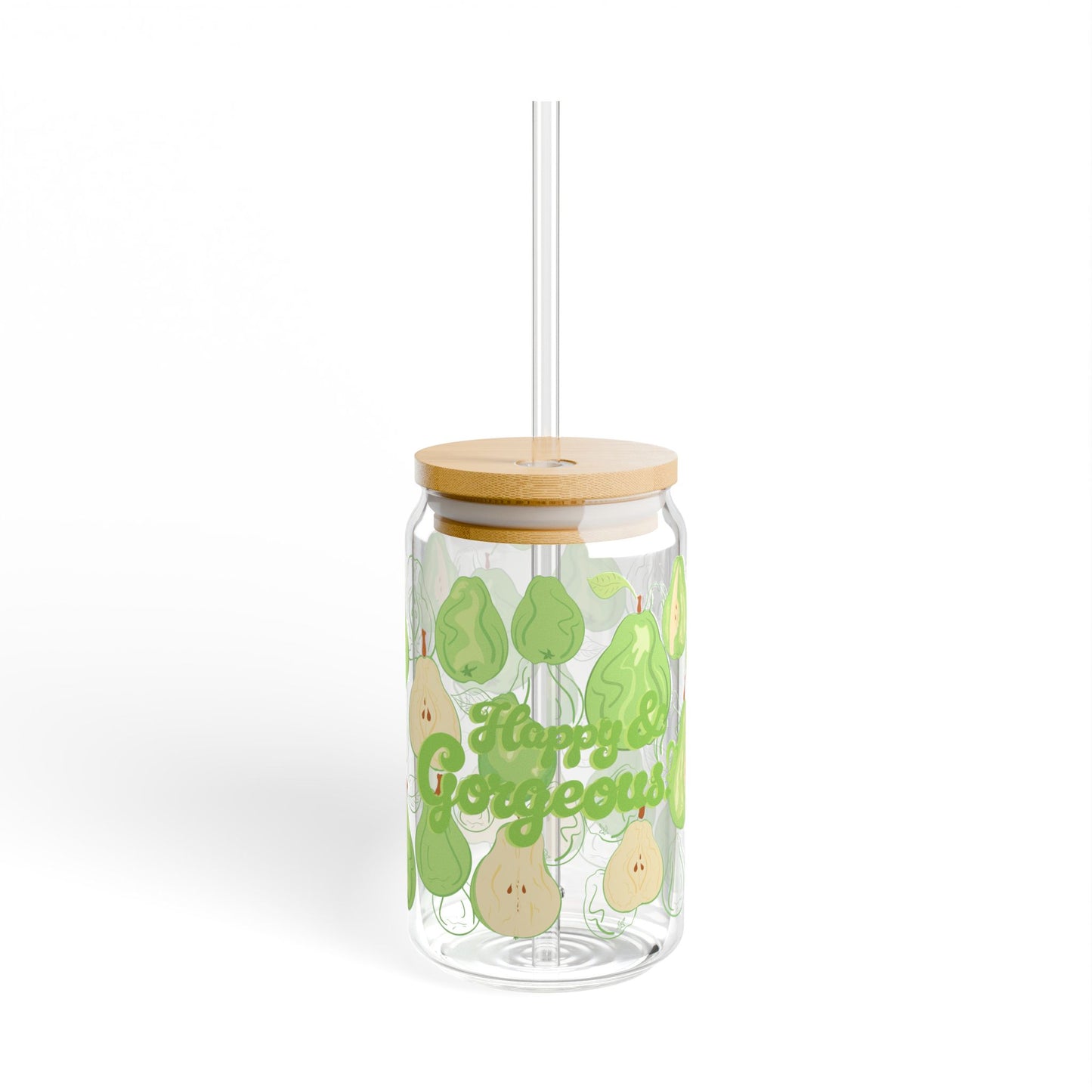 Peaceful Pears | 16oz, Glass Tumbler & Straw