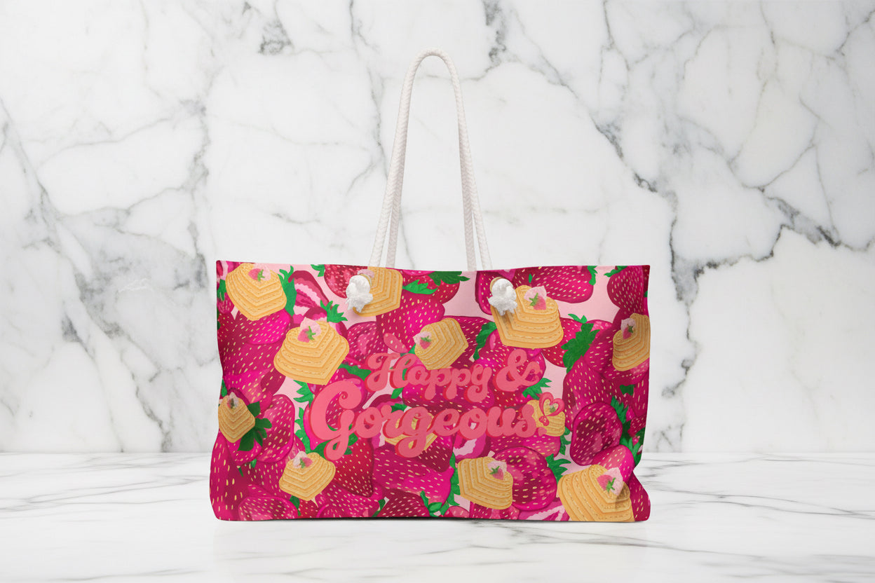 Strawberry Heart Waffles | Weekender Bag
