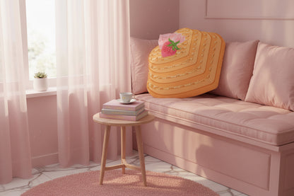 Strawberry Heart Waffles | Decor Pillow