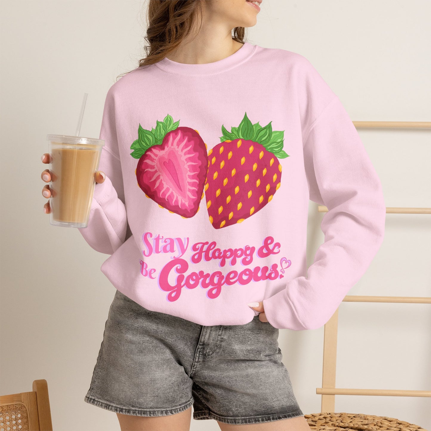 Stay Happy Strawberries | Sweatshirt