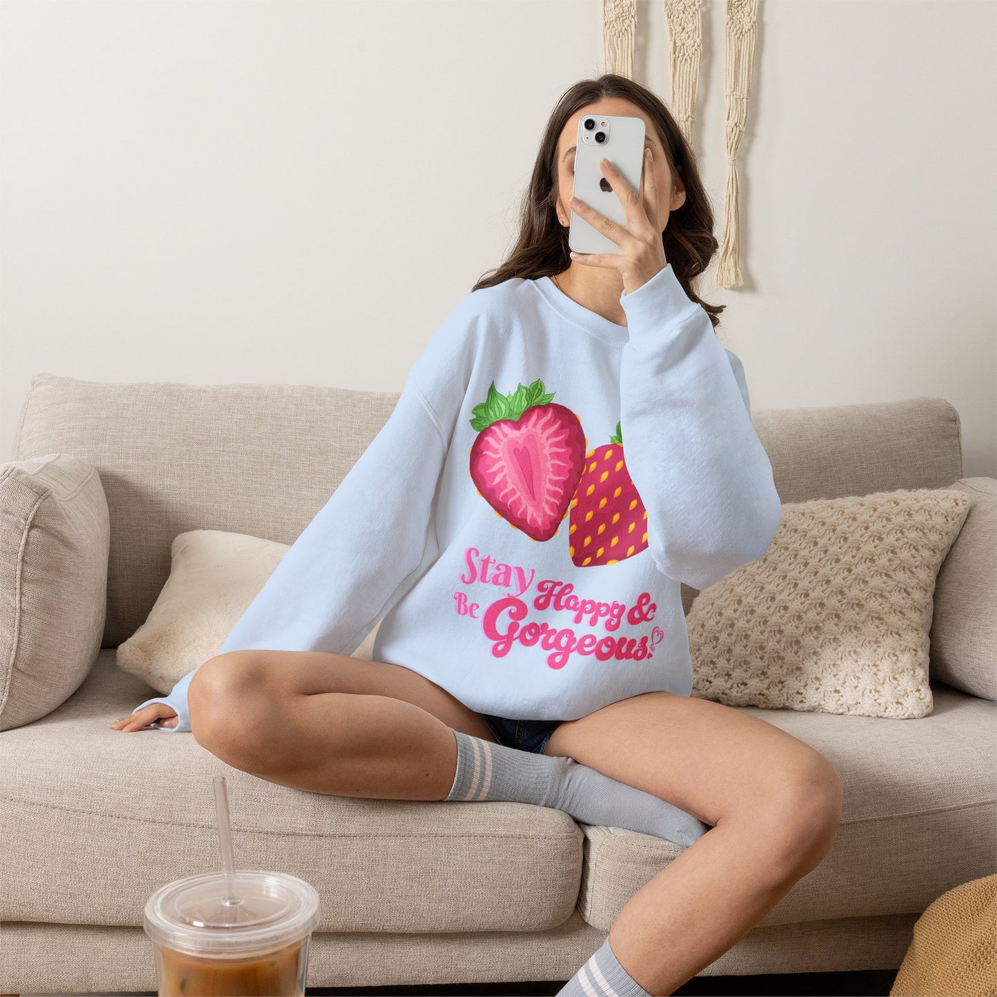 Stay Happy Strawberries | Sweatshirt