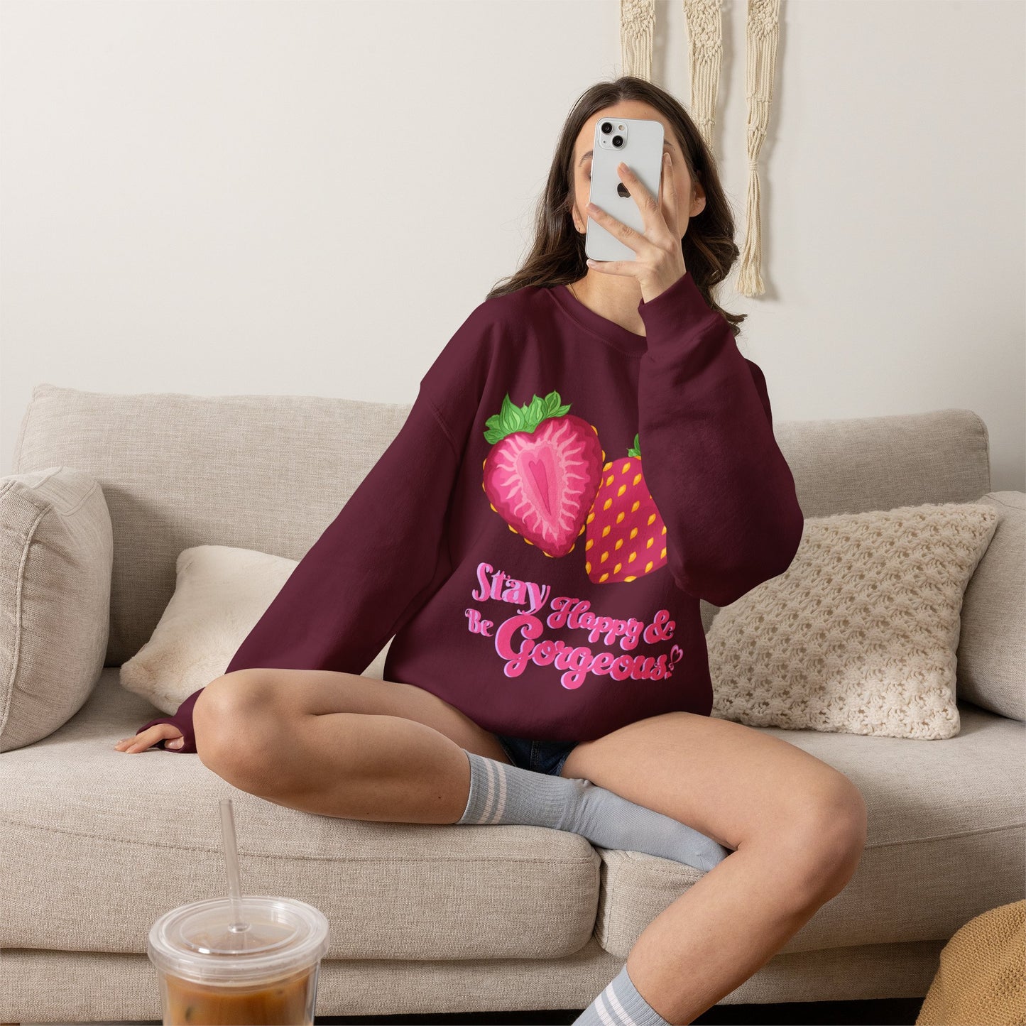 Stay Happy Strawberries | Sweatshirt