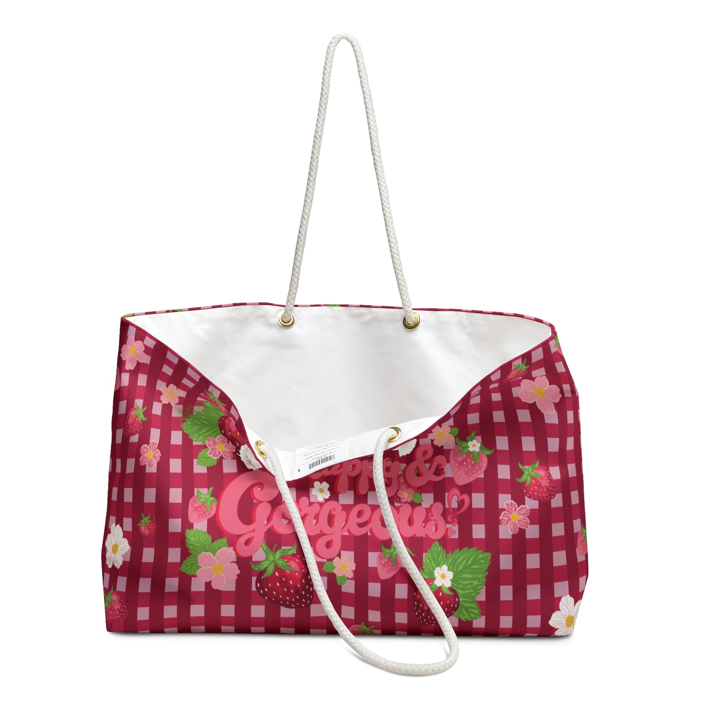 Strawberry Gingham | Weekender Bag