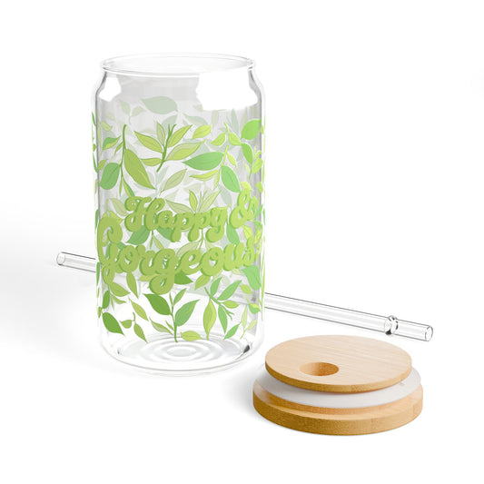 Leafy Green Tea Vibes | 16oz, Glass Tumbler & Straw