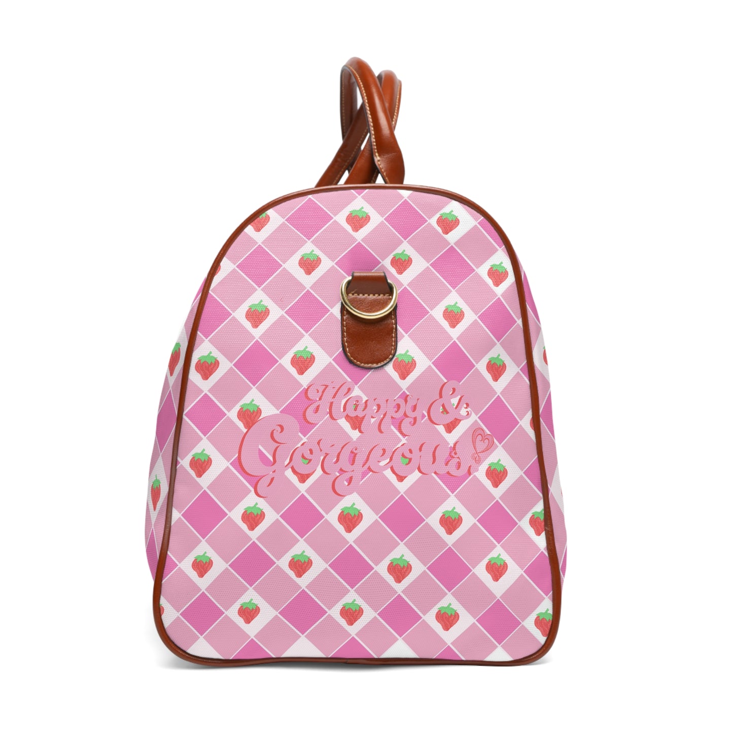 Pink Strawberry Gingham | Duffle Bag