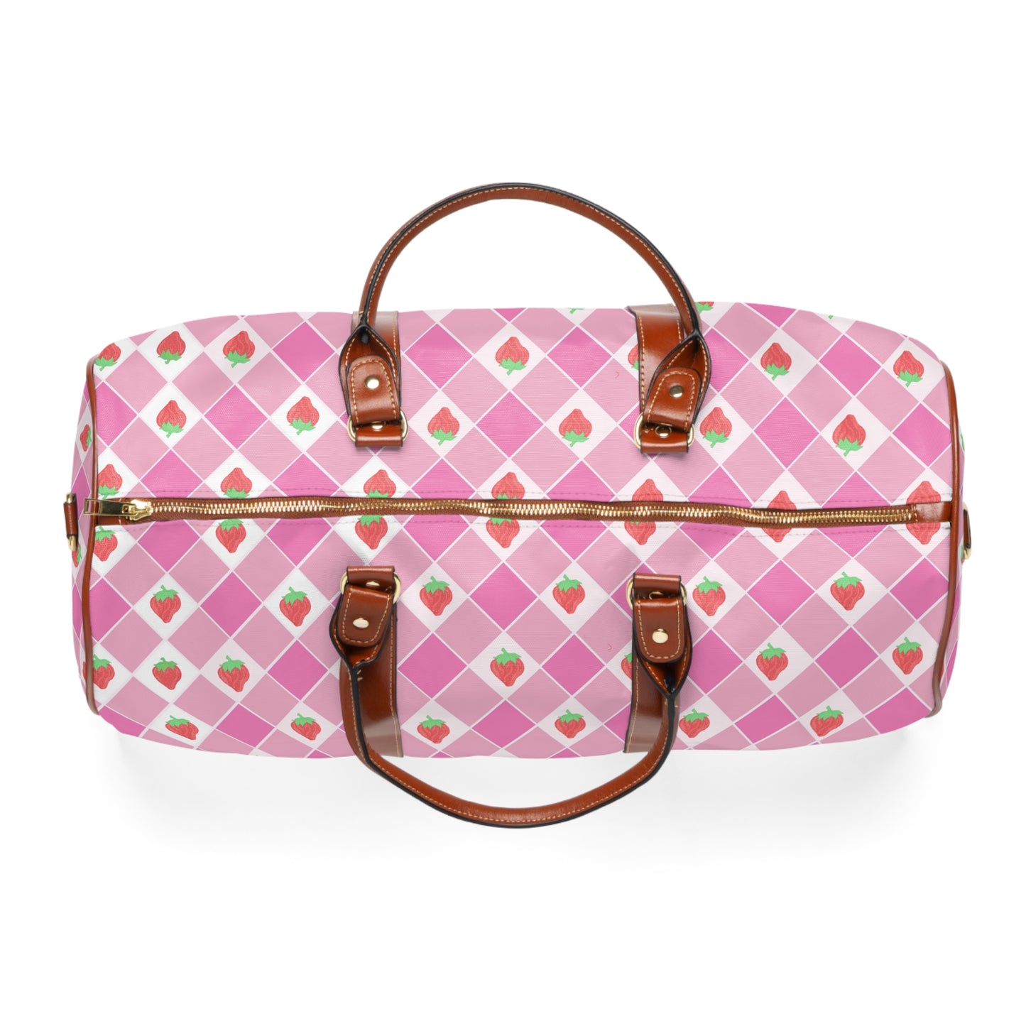 Pink Strawberry Gingham | Duffle Bag