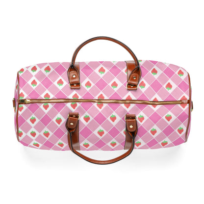 Pink Strawberry Gingham | Duffle Bag